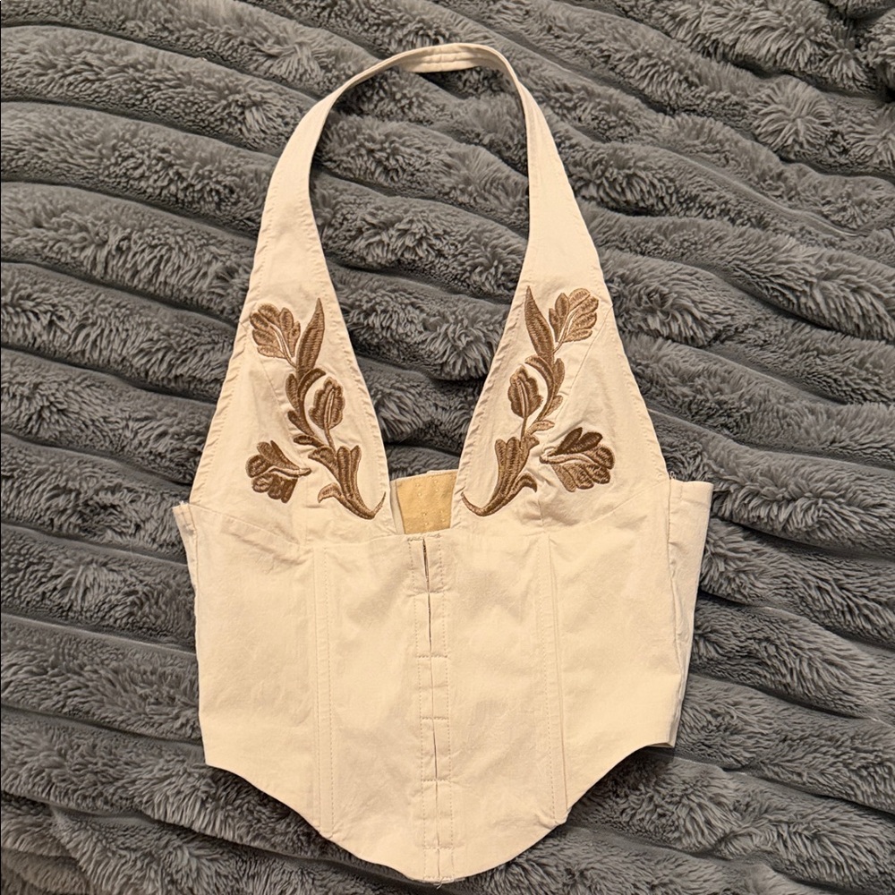 Sexy Embroidered Halter Corset Top